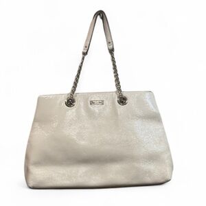 Kate Spade | Elegant Cream White Tote Bag with Gold Accents